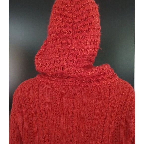 Cable Knit Sweater Lagenlook Hand Knit by Dollie Wool Flared Long Sleeve Buttons - Picture 10 of 11